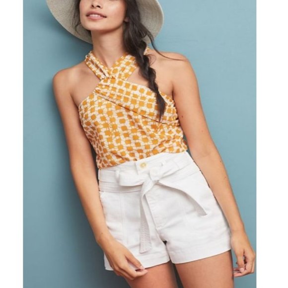 Anthropologie Pants - 🔥SOLD🔥 Anthropologie White Belted Palazzo Short